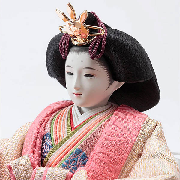 久月　 雛人形　横山薫作 正絹 衣裳着 芥子親王 平飾り 白木 木目 飾り台 久月監製　詳細画像