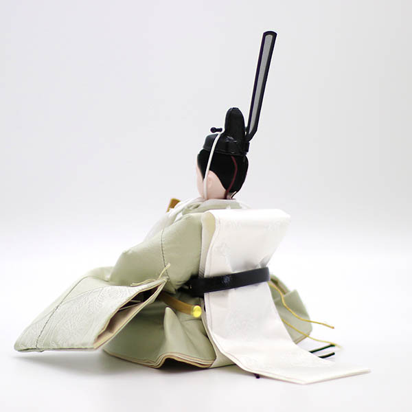 久月　 雛人形　横山薫作 切嵌 衣裳着 小三五親王 平飾り 白木 木目 飾り台 久月監製　詳細画像