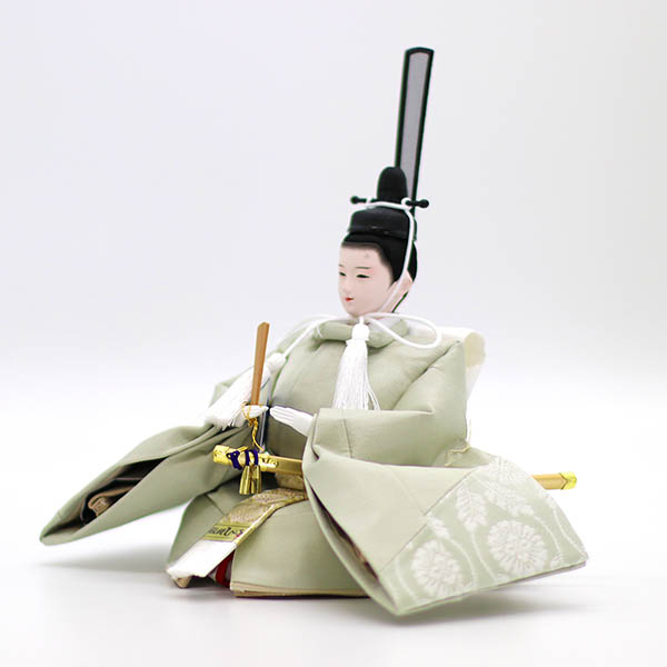 久月　 雛人形　横山薫作 切嵌 衣裳着 小三五親王 平飾り 白木 木目 飾り台 久月監製　詳細画像