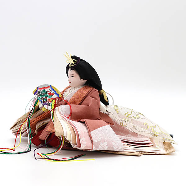 久月　 雛人形　横山薫作 切嵌 衣裳着 小三五親王 平飾り 白木 木目 飾り台 久月監製　詳細画像