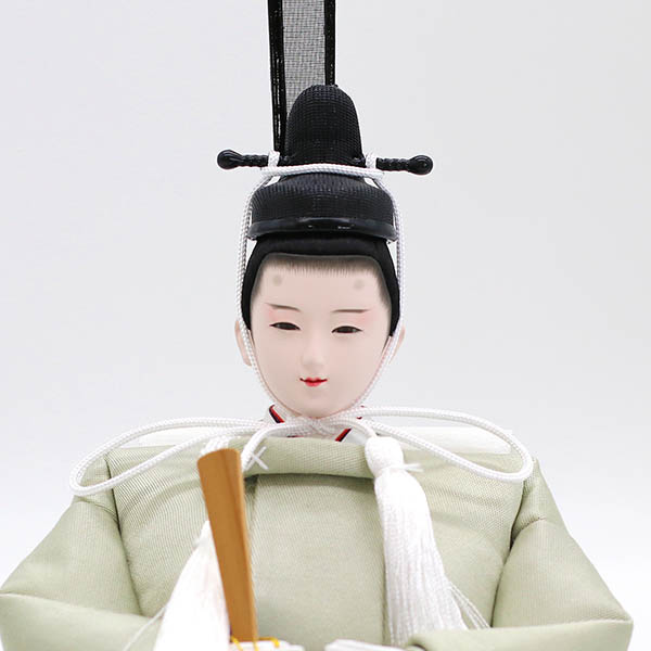 久月　 雛人形　横山薫作 切嵌 衣裳着 小三五親王 平飾り 白木 木目 飾り台 久月監製　詳細画像