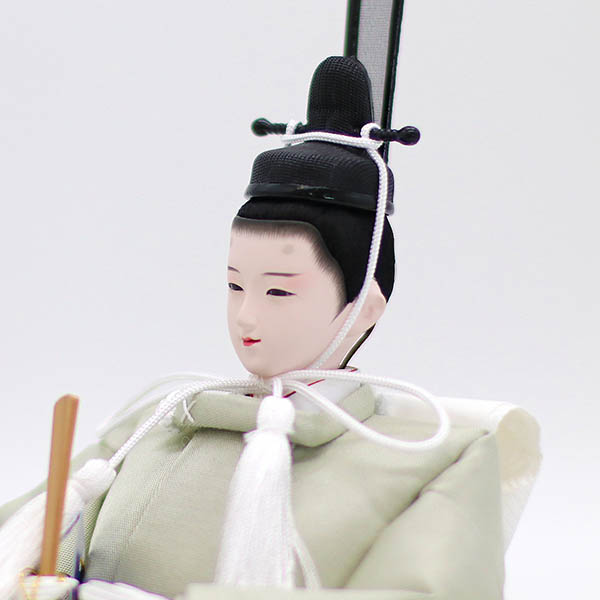 久月　 雛人形　横山薫作 切嵌 衣裳着 小三五親王 平飾り 白木 木目 飾り台 久月監製　詳細画像