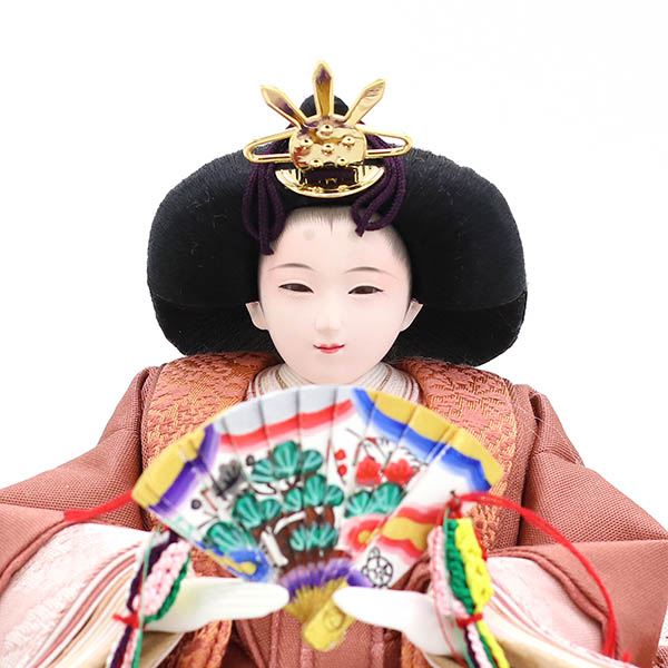 久月　 雛人形　横山薫作 切嵌 衣裳着 小三五親王 平飾り 白木 木目 飾り台 久月監製　詳細画像