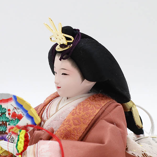 久月　 雛人形　横山薫作 切嵌 衣裳着 小三五親王 平飾り 白木 木目 飾り台 久月監製　詳細画像