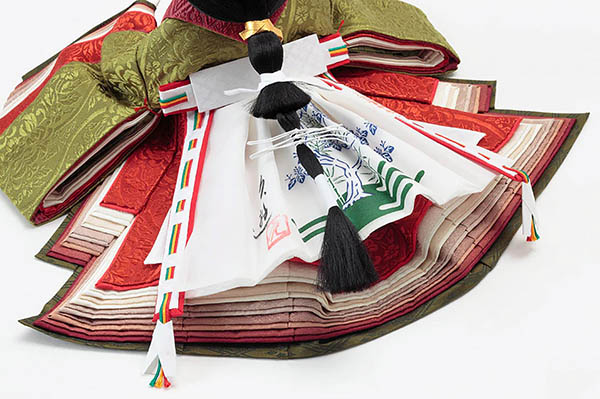 久月　 雛人形　清水久遊作 正絹唐織 衣裳着 三五親王 平飾り 久月監製　詳細画像