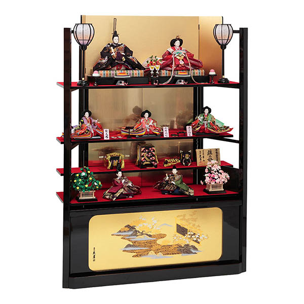 久月　 雛人形　久月作 平安三賢女 歌人付 雛の詩 段織 衣裳着 小十番親王 小三五五人 七人揃い 四段飾り 簡単組み立て 駿河古典蒔絵　詳細画像