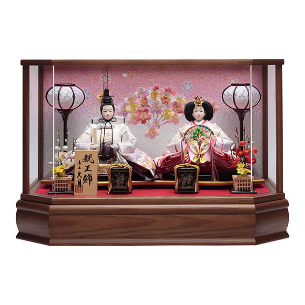 衣裳着 ケース入り 親王飾り 小三五親王 花刺繍 アクリルケース 【D-104/4H-KK19-Z】