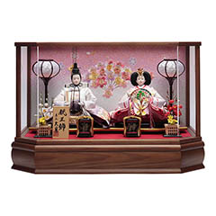 雛人形: 衣裳着 ケース入り 親王飾り 小三五親王 花刺繍 アクリルケース 【D-104/4H-KK19-Z】