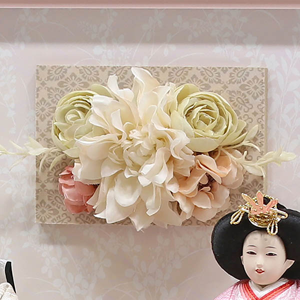 久月　 雛人形　衣裳着 ケース入り 親王飾り 芥子親王 花飾り アクリルケース　詳細画像