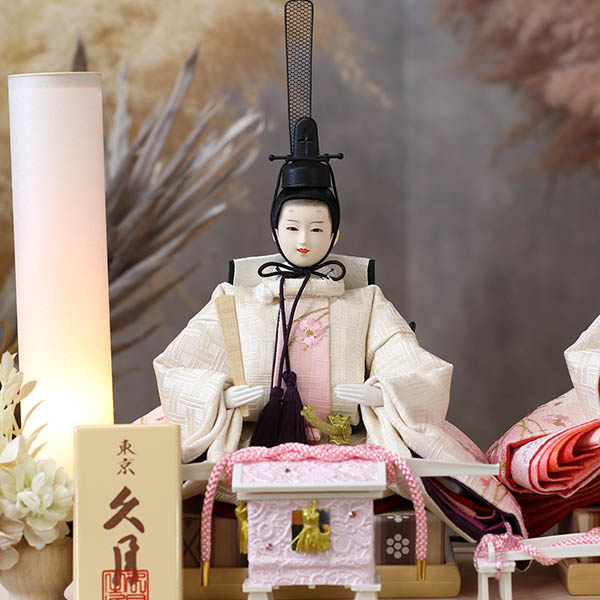 久月　 雛人形　衣裳着 ケース入り 親王飾り 芥子親王 花飾り アクリルケース　詳細画像