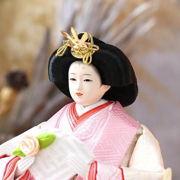 久月　 雛人形　衣裳着 ケース入り 親王飾り 芥子親王 花飾り アクリルケース　詳細画像