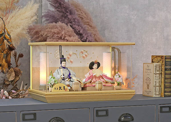 久月　 雛人形　久月 衣裳着 ケース入り 親王飾り 小芥子親王 アクリルケース飾り　詳細画像