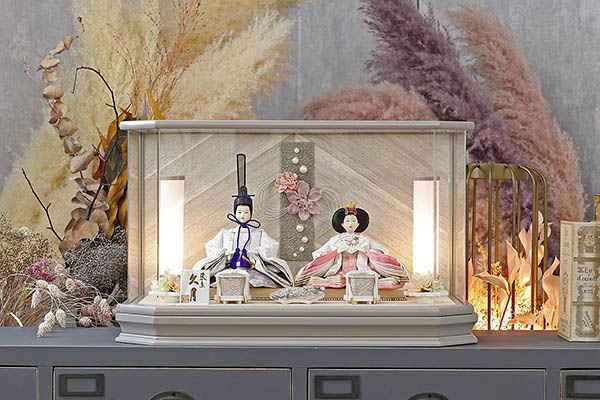 久月　 雛人形　久月 衣裳着 ケース入り 親王飾り 小芥子親王 アクリルケース飾り　詳細画像