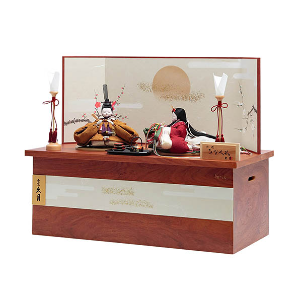 久月　 雛人形　銘木 花梨 正絹 衣裳着 小芥子親王 収納親王飾り　詳細画像