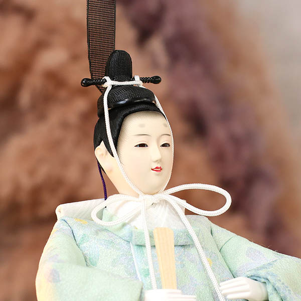 久月　 雛人形　久月 衣裳着 ケース入り 親王飾り 芥子親王 白木 木目 つまみ細工 アクリルケース飾り　詳細画像