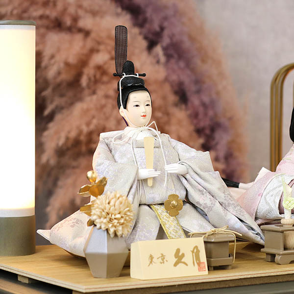 久月　 雛人形　久月 衣裳着 洋花飾り ケース入り 親王飾り 小三五親王 アクリルケース飾り　詳細画像