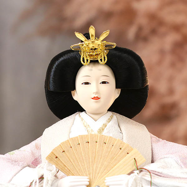 久月　 雛人形　久月 衣裳着 洋花飾り ケース入り 親王飾り 小三五親王 アクリルケース飾り　詳細画像