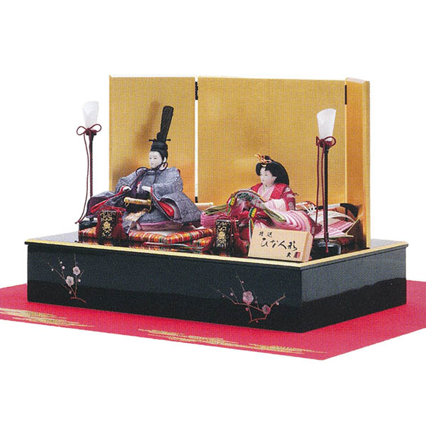 久月作 着付 二世光匠 新松風 梅花 正絹 衣裳着 京十三番親王 文庫飾り 緋毛氈付き 【D-10】