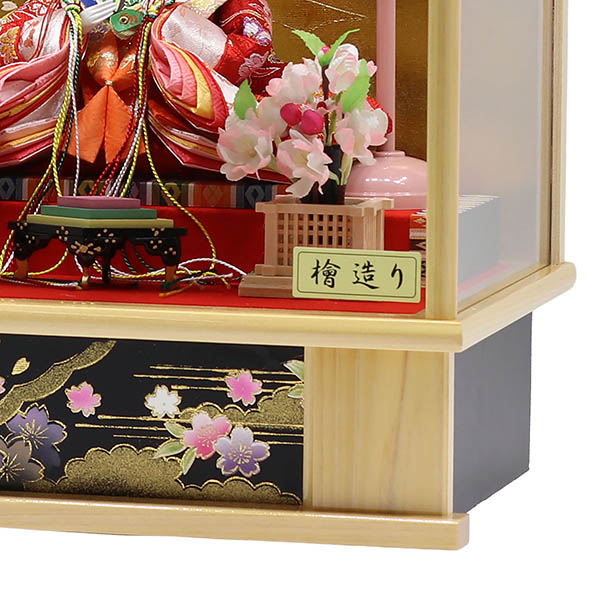 久月　 雛人形　衣裳着 ケース入り 親王飾り 小三五親王 白木 木目 ガラスケース　詳細画像