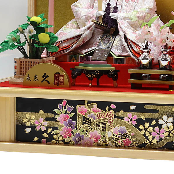 久月　 雛人形　衣裳着 ケース入り 親王飾り 小三五親王 白木 木目 ガラスケース　詳細画像