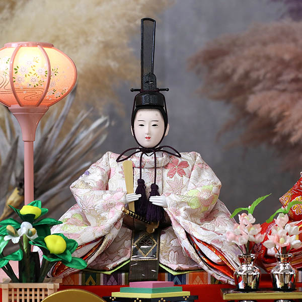 久月　 雛人形　衣裳着 ケース入り 親王飾り 小三五親王 白木 木目 ガラスケース　詳細画像