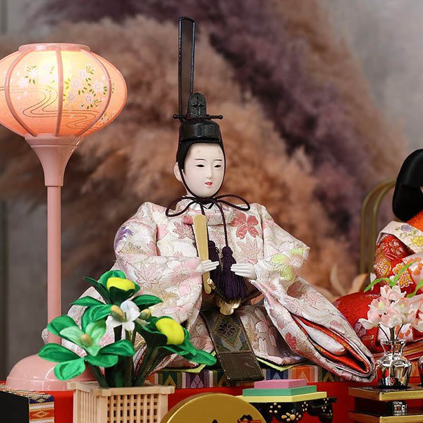 久月　 雛人形　衣裳着 ケース入り 親王飾り 小三五親王 白木 木目 ガラスケース　詳細画像