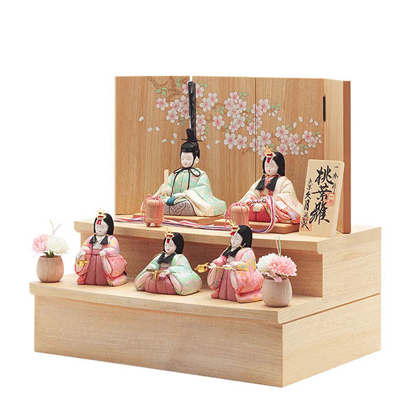 雛人形 久月 一秀作 桃葉雛 木目込み 五人 収納飾り 詳細画像 久月 雛人形 一秀作 桃葉雛 木目込み 五人 収納飾り 詳細画像