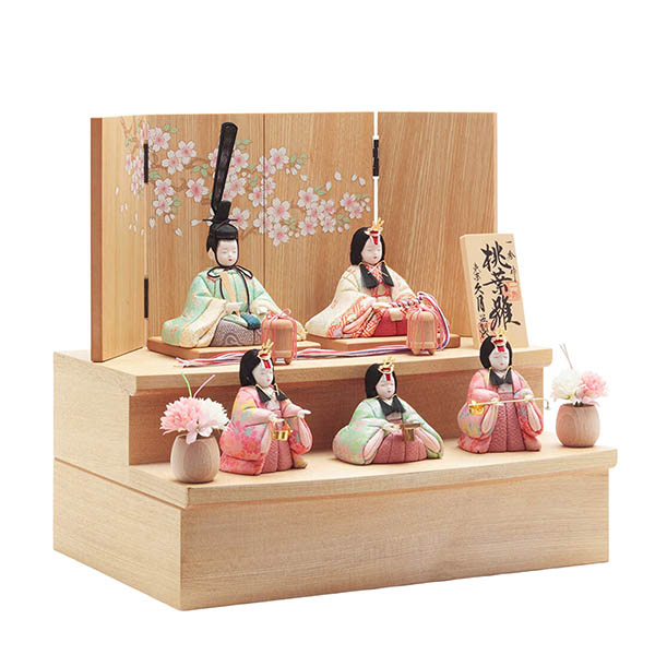 雛人形 久月 一秀作 桃葉雛 木目込み 五人 収納飾り 詳細画像 久月 雛人形 一秀作 桃葉雛 木目込み 五人 収納飾り 詳細画像