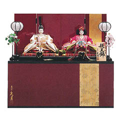 雛人形: 二代目 小出松寿作 刺繍 衣裳着 会津塗り 京十二番親王 収納親王飾り 久月監製 【D-68】