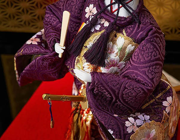 久月　 雛人形　衣裳着 金彩刺繍 三五親王 立親王飾り　詳細画像