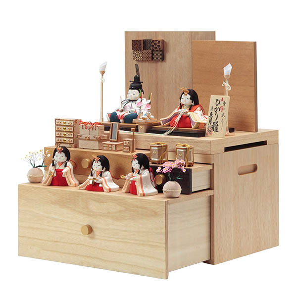 雛人形 久月 幸一光作 正絹 ひかり雛 木目込み 親王 官女 五人 収納飾り 詳細画像 久月 雛人形 幸一光作 正絹 ひかり雛 木目込み 親王 官女 五人 収納飾り 詳細画像