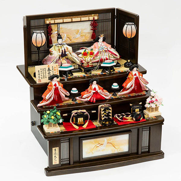 雛人形 吉徳 正絹 京十一番親王 小芥子官女 五人飾り 江都みやび 春窓雛 詳細画像 吉徳 雛人形 正絹 京十一番親王 小芥子官女 五人飾り 江都みやび 春窓雛 詳細画像