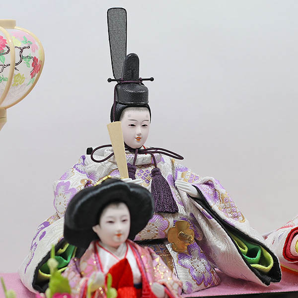 吉徳　 雛人形　ケース入り 小芥子親王 柳官女 五人飾り ガラスケース　詳細画像