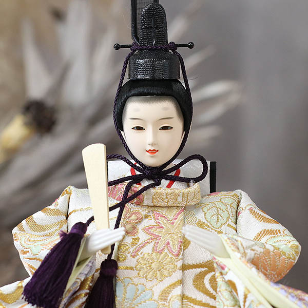 吉徳　 雛人形　白木 木目 花飾り アクリルケース入り 親王飾り　詳細画像