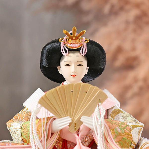 吉徳　 雛人形　白木 木目 花飾り アクリルケース入り 親王飾り　詳細画像