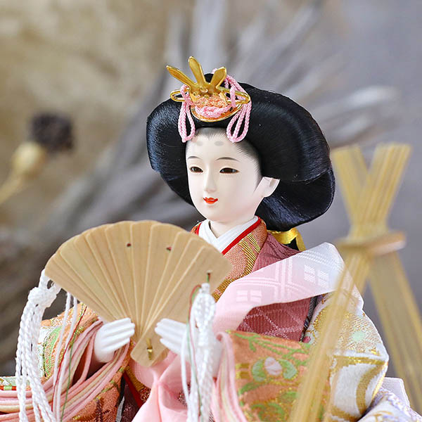 吉徳　 雛人形　白木 木目 花飾り アクリルケース入り 親王飾り　詳細画像