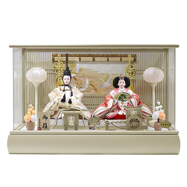 モカ塗り アクリルケース入り 小三五 親王飾り