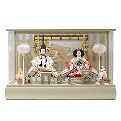 雛人形: モカ塗り アクリルケース入り 小三五 親王飾り