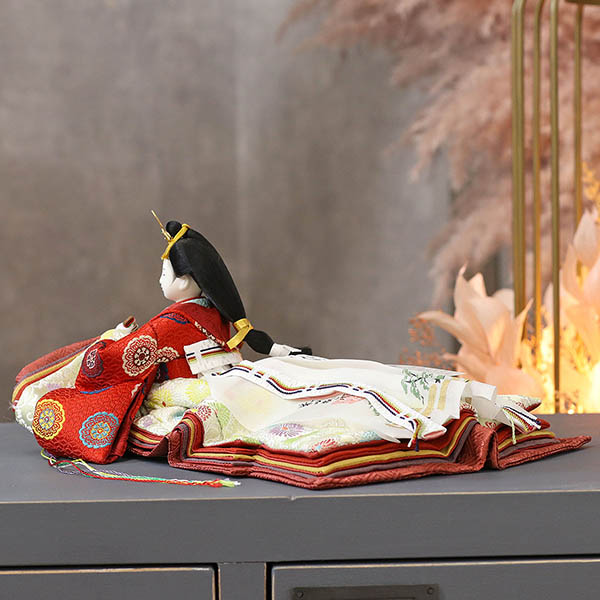 雛人形 柴田家千代 柴田家千代作 葵 黄櫨染 唐花文様 金茶/赤 柳親王 裾長衣装着 木製 ハードメイプル突板 楕円形飾り台 平飾り 詳細画像 柴田家千代 雛人形 柴田家千代作 葵 黄櫨染 唐花文様 金茶/赤 柳親王 裾長衣装着 木製 ハードメイプル突板 楕円形飾り台 平飾り 詳細画像