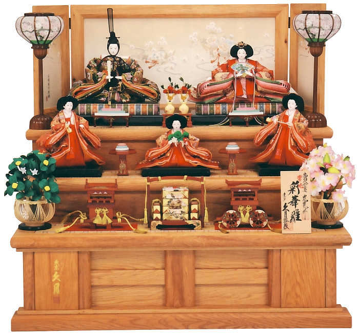 光寛作 衣裳着 木製三段飾り 五人揃 久月監修