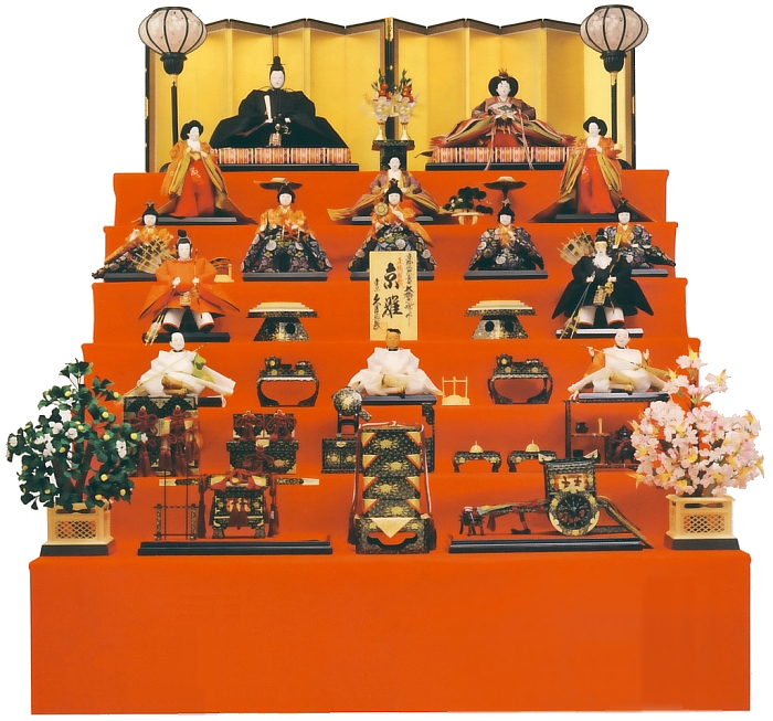 大橋弌峰作 衣裳着 七段飾り 十五人揃 友識束帯 六番親王 八寸揃 久月監製
