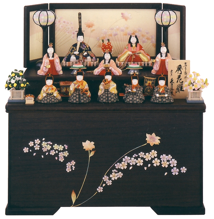 真多呂作 秀花雛<br>木目込 十人揃収納飾り 久月監製