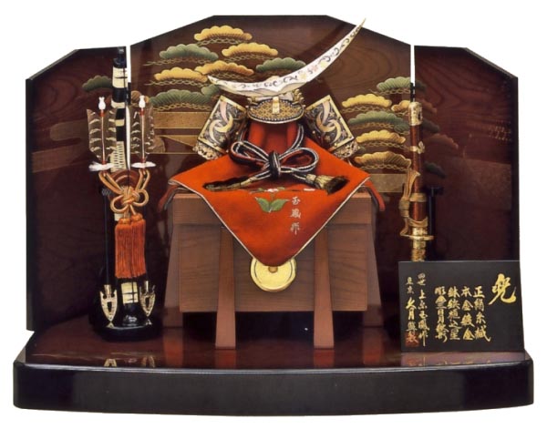 上原玉鳳作　正絹色々縅12号三日月兜　久月監製