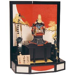 五月人形: 四分の一　上杉謙信　オルゴール　黒色付