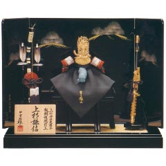 五月人形: 三分の一　上杉謙信　オルゴール　黒色付
