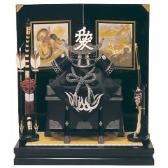五月人形: 25号　着用直江兼続　オルゴール　黒色付