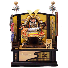 五月人形: 祥巧作　久月監製　正絹緋縅鎧着大将