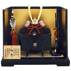 五月人形: 加藤鞆美作　和紙小札1/3床飾り