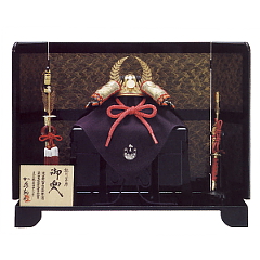加藤鞆美作　徳川家康　御兜　三分の一　オルゴール　黒色付　【502713】
