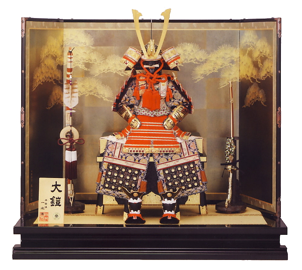 平安一水作　京製　大鎧13号平飾り　純金箔押小札　朱赤糸縅　裾裏　【62-110】